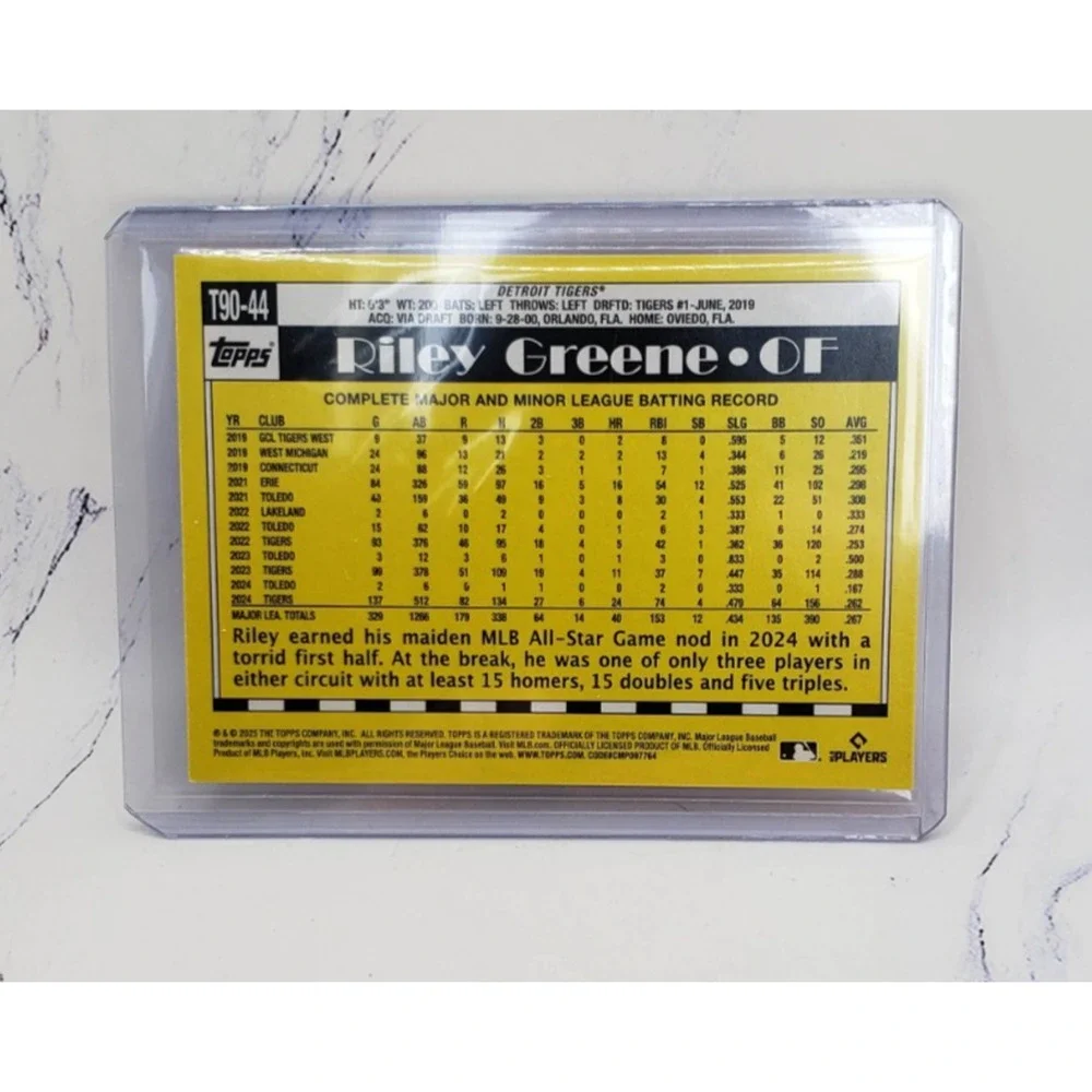 2025 Topps Series 1 - 1990 Topps Baseball Riley Greene Detroit Tigers #T90-44